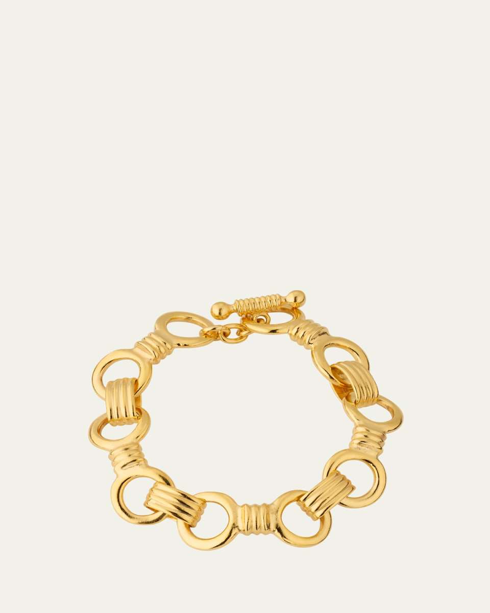 Gold Plated Nuts and Links Bracelet, 7.5"L